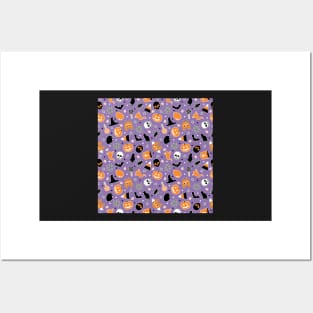 Halloween Pattern Purple Orange Black Posters and Art